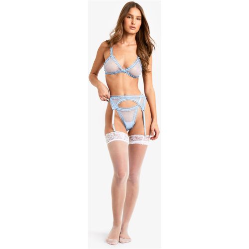 Set intimo di S. Valentino - bralette, reggicalze e tanga con volant - boohoo - Modalova