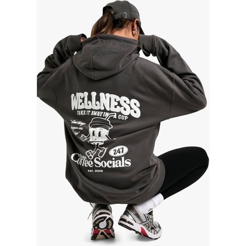 Felpa oversize con stampa Wellness Coffee e stampa a caratteri arrotondati - boohoo - Modalova