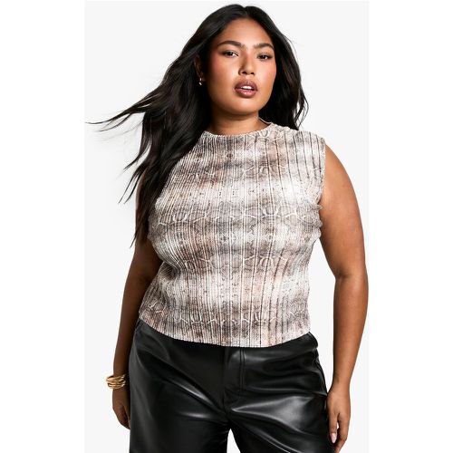 Top Plus Size a collo alto effetto pelle di serpente plissettato - boohoo - Modalova