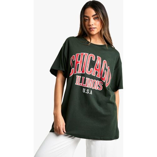 Camiseta Oversize Con Estampado De Chicago Illinois - boohoo - Modalova