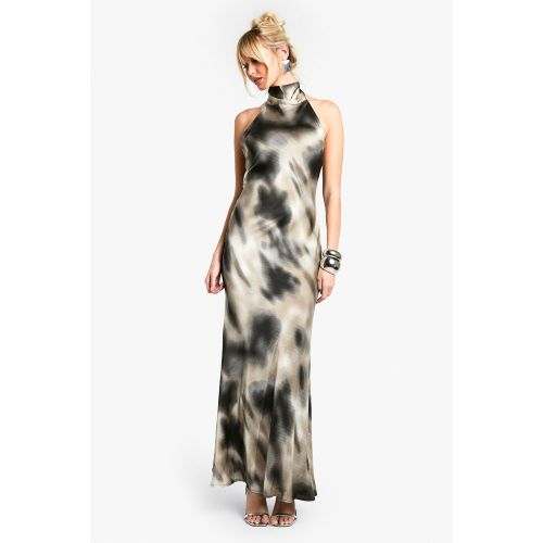 Vestito maxi allacciato al collo a righe sfocate - boohoo - Modalova