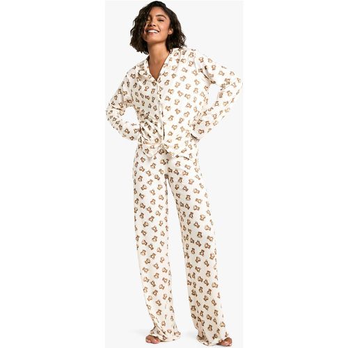 Pijama Tall De Manga Larga Con Estampado De Oso - boohoo - Modalova