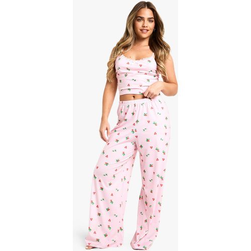 Pijama Petite De Pantalón Largo Y Camisola Con Estampado De Acebo - boohoo - Modalova