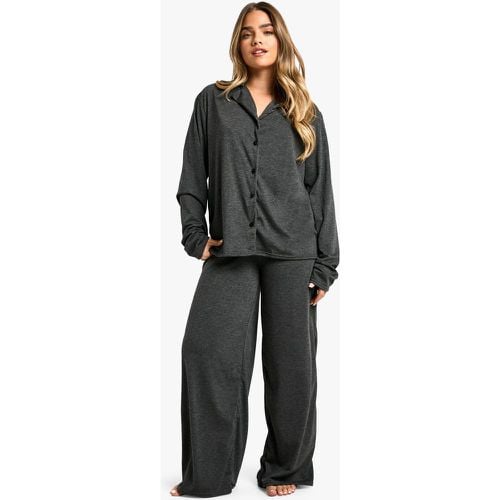 Pijama Petite De Manga Larga, Gris - boohoo - Modalova