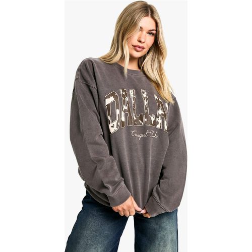 Sudadera Oversize Sobreteñida Con Estampado De Vaca Dallas - boohoo - Modalova