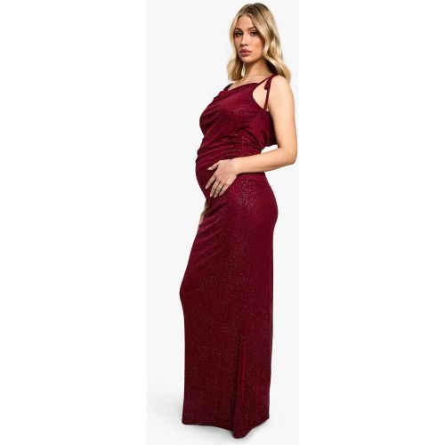 Vestito maxi Premaman in rete glitterata con scollo sul retro - boohoo - Modalova