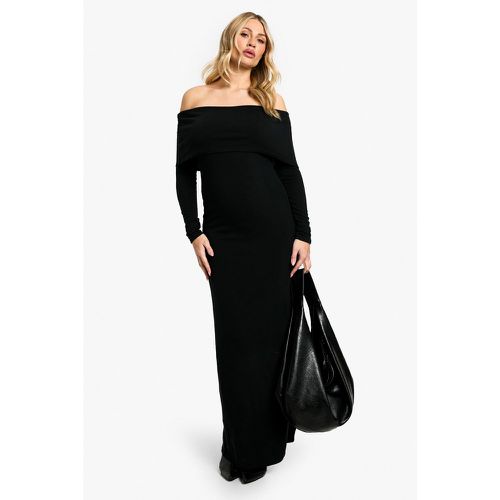 Vestito maxi Premaman in maglia morbida con scollo Bardot - boohoo - Modalova