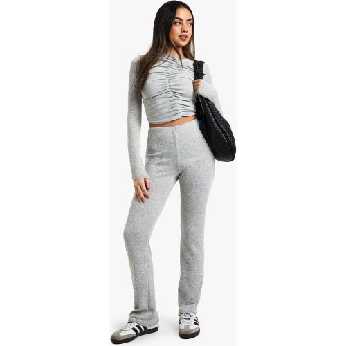 Conjunto Jaspeado De Pantalón De Campana Y Top Fruncido De Canalé - boohoo - Modalova