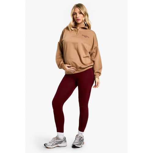 Set felpa Premaman con slogan Cool Moms Club, zip corta & legging - boohoo - Modalova