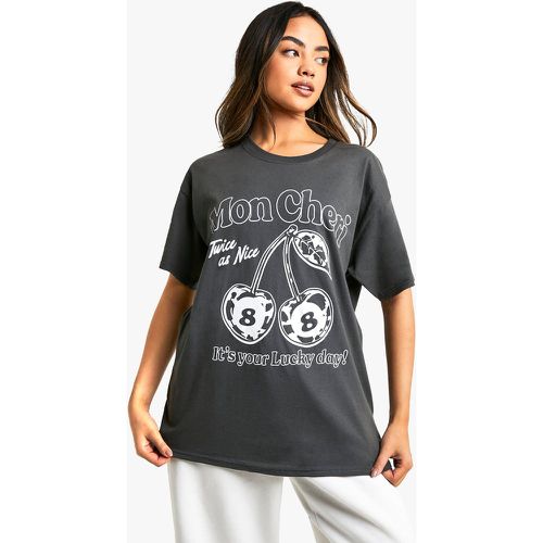 Camiseta Oversize Con Eslogan Mon Cheri - boohoo - Modalova