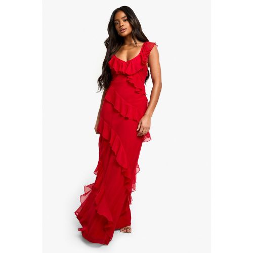 Vestito maxi in chiffon con spalline e arricciature - boohoo - Modalova