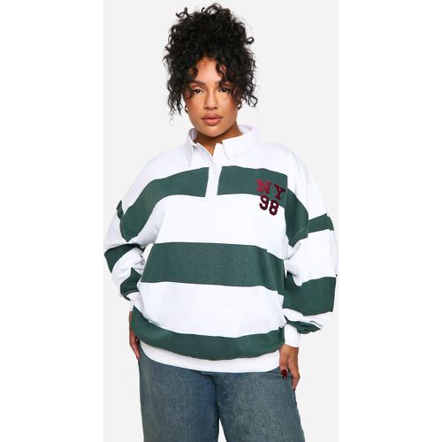 CAMICIA Plus Size da RUGBY con NY STRIPE COLLARE - boohoo - Modalova