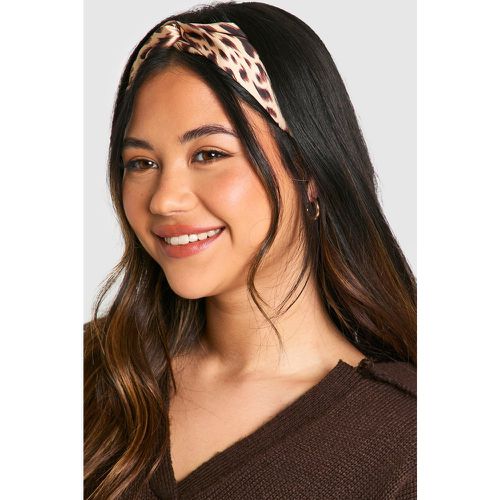 Diadema De Raso Con Nudo Y Estampado De Leopardo - boohoo - Modalova