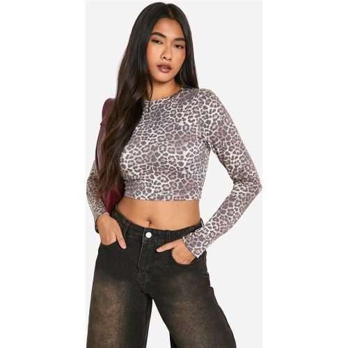 Top asimmetrico Basic in cotone con stampa animalier - boohoo - Modalova