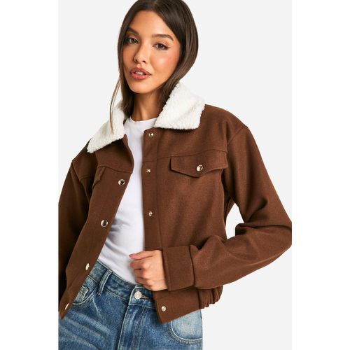 Chaqueta Efecto Lana Con Cuello De Borreguito Sintético - boohoo - Modalova