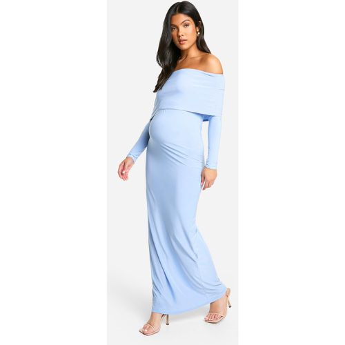 Vestito maxi Premaman seducente a maniche lunghe con scollo profondo e scollo Bardot - boohoo - Modalova