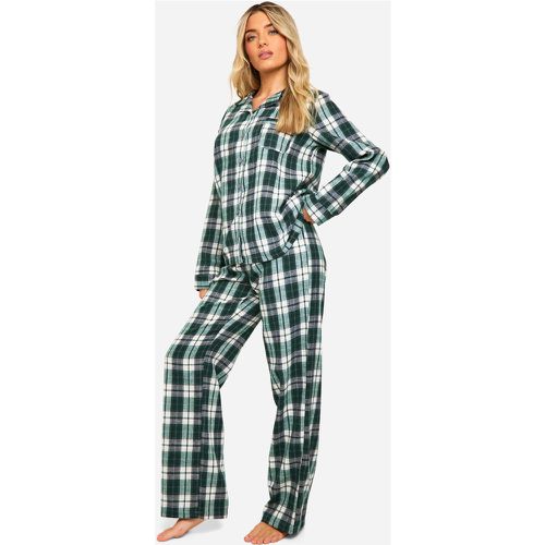 Pijama De Pantalón Largo Y Camisa De Cuadros Con Botones - boohoo - Modalova