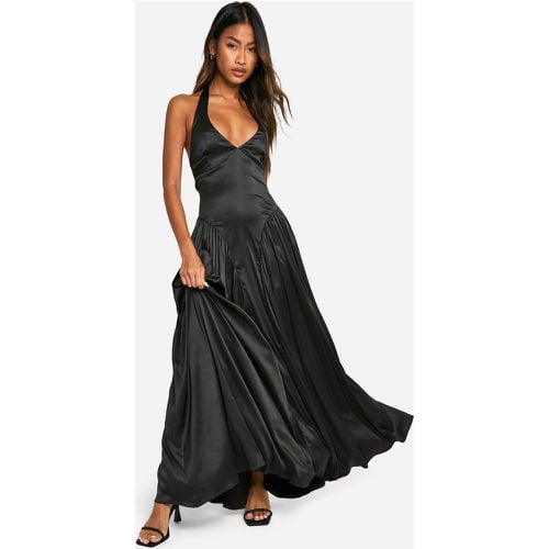 Vestido Maxi De Raso Estilo Mesonera Con Escote Halter - boohoo - Modalova