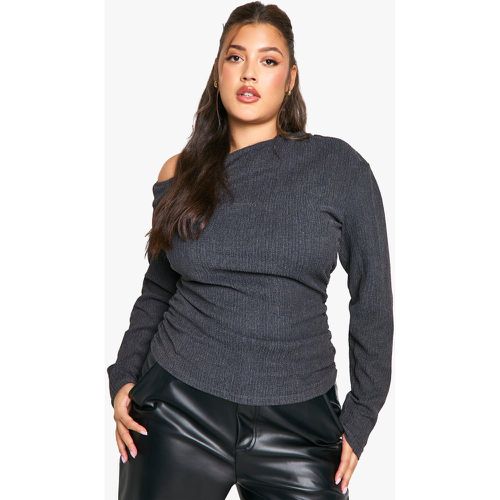 Top Plus Size con trama e collo asym - boohoo - Modalova