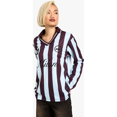 T-SHIRT DA CALCIO OVERSIZE MILAN A RIGHE - boohoo - Modalova