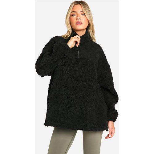 Sudadera Oversize De Borreguito Con Cremallera A La Mitad - boohoo - Modalova