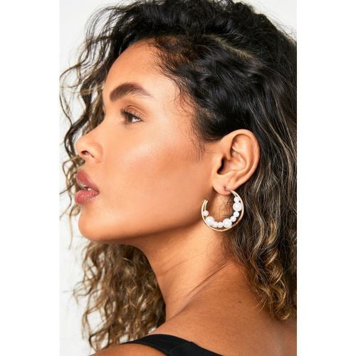 Pendientes De Aro Doble Con Perlas - boohoo - Modalova