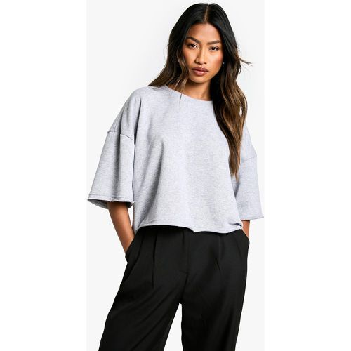 T-SHIRT OVERSIZE CROPPED CON CERNIERA E COLLO - boohoo - Modalova