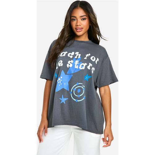 Camiseta Oversize Con Estampado Gráfico Reach For The Stars - boohoo - Modalova