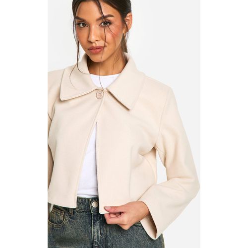 Chaqueta Crop Efecto Lana, Beige - boohoo - Modalova