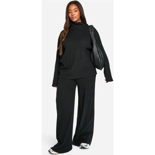 Maglione Plus Size extra comodo a coste morbide & pantaloni a gamba ampia - boohoo - Modalova