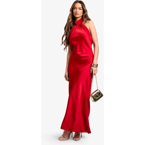 Vestito maxi drappeggiato in raso - boohoo - Modalova