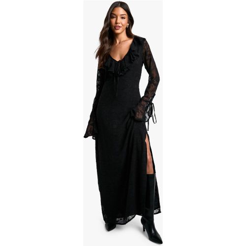 Vestito maxi in fantasia cachemire con trama e maniche svasate - boohoo - Modalova