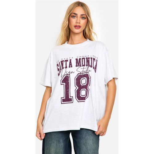 Camiseta Oversize Con Estampado Gráfico De Santa Monica - boohoo - Modalova