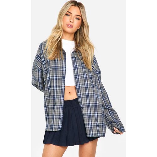 Camisa Oversize De Cuadros, Gris - boohoo - Modalova