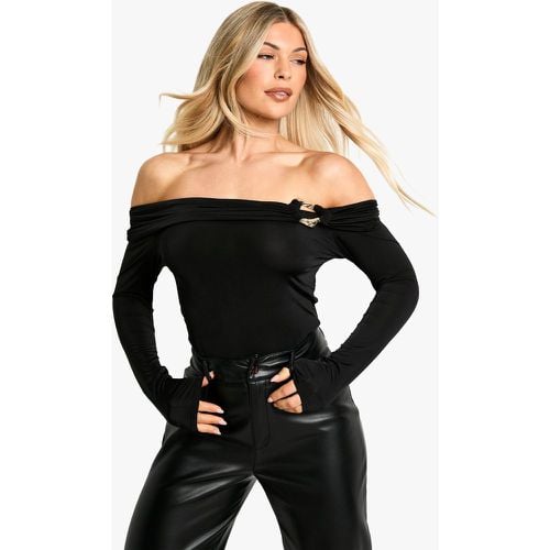 Body seducente con scollo Bardot e finiture - boohoo - Modalova