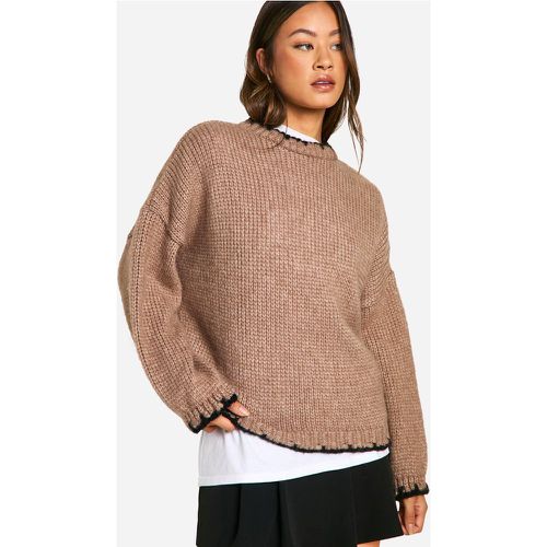 Tall Contrast Stitch Oversized Jumper - boohoo - Modalova