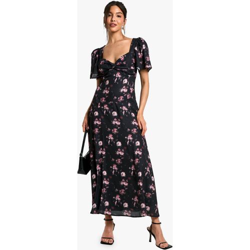 Vestito longuette in chiffon a fiori con maniche ad angelo - boohoo - Modalova