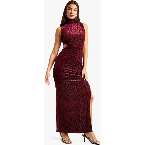 Vestido Maxi De Tela Devoré Con Cuello Alto Y Abertura - boohoo - Modalova