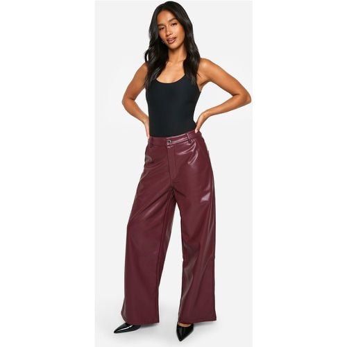 Pantalón Petite De Pernera Ancha Y Cuero Sintético - boohoo - Modalova