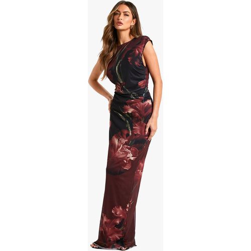 Vestito maxi in rete con stampa a fiori grandi - boohoo - Modalova