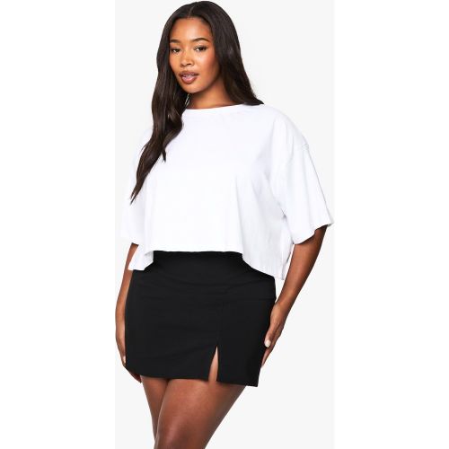 Falda Plus De Bengalina Con Abertura - boohoo - Modalova