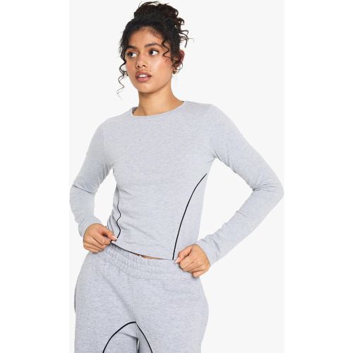 Top De Manga Larga Con Ribete En Contraste - boohoo - Modalova