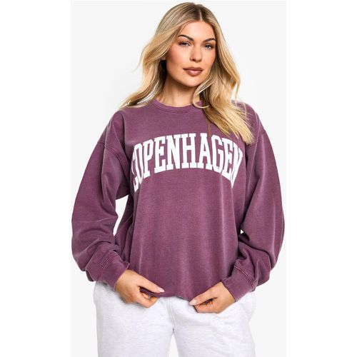 Sudadera Oversize Sobreteñida Con Eslogan De Copenhagen - boohoo - Modalova