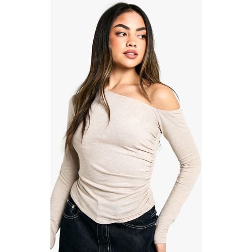 Top coordinato Basic a maniche lunghe in mélange con spalle scoperte - boohoo - Modalova