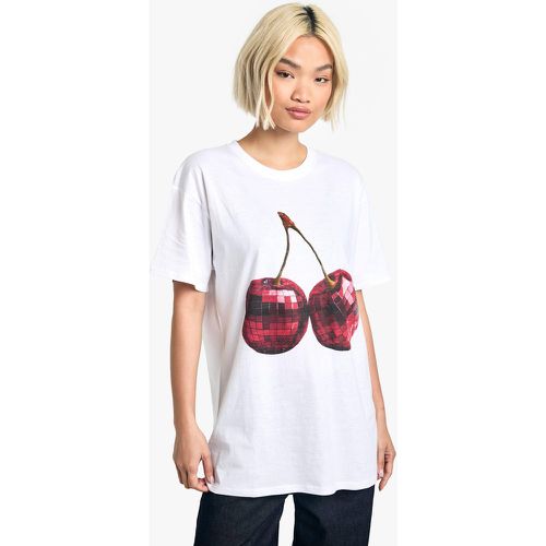 Camiseta Oversize Con Estampado De Cerezas Disco - boohoo - Modalova