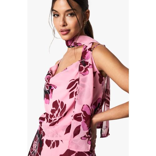 Top Smanicato Con Stampa A Fiori E Scollo A Cappuccio - boohoo - Modalova