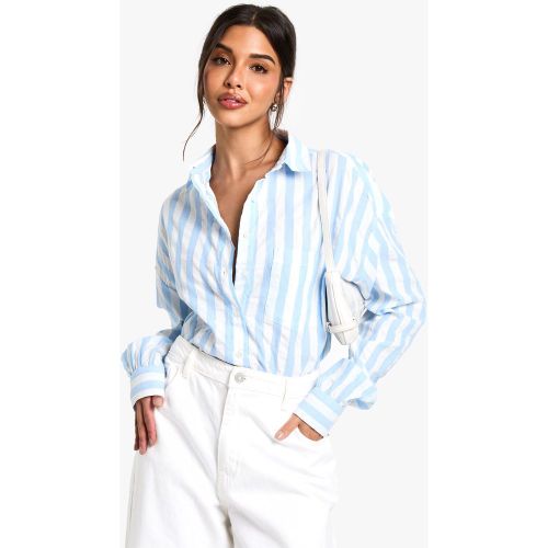 Camicia oversize a righe ampie blu - boohoo - Modalova