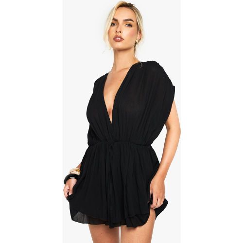 Mono Corto De Estopilla Escotado A Capas - boohoo - Modalova