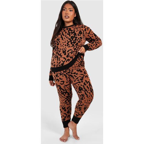 Set da casa Plus Size in maglia leopardata - boohoo - Modalova