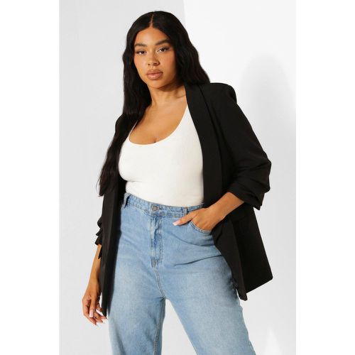 Blazer Plus Size in Stretch con ruches sulle maniche - boohoo - Modalova